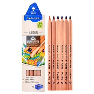 Marco马可彩虹铅笔多色彩铅彩芯加粗三角笔杆彩色铅笔儿童幼儿园儿童彩虹笔学生绘画新手入门小学生专用彩铅