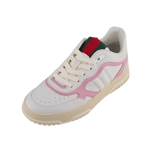 GUCCI 古驰女士Re-Web 皮革圆头系带板鞋女推选XY