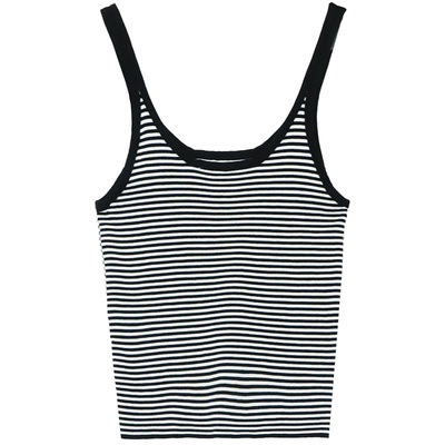 双色轻法度假感红黑条纹吊带