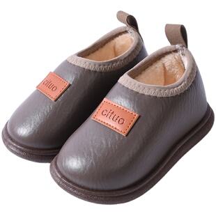 儿童棉拖鞋秋冬男宝宝防滑防水厚底包跟加绒软底室内家居女童棉鞋