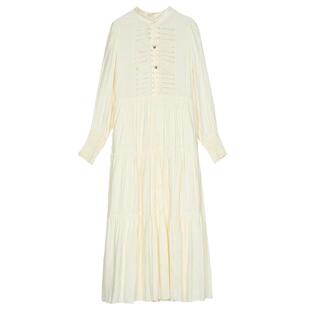 谜底提花连衣裙长袖2025春季新品复古风浪漫盘扣X型长裙251ML0099