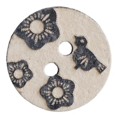 深黑灰花朵小鸟原色背景椰壳纽扣