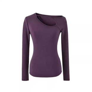 新款速干高级感瑜伽服上衣带胸垫纯欲普拉提训练修身显瘦运动长袖