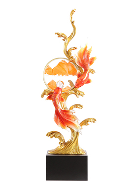 年年有余锦鲤鱼流沙画摆件高级感客厅玄关电视柜旺宅装饰乔迁礼物