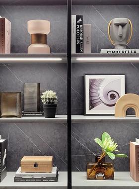 样板间客厅书架软装家居摆件饰品仿真花挂画几何陶瓷组合ZH2606