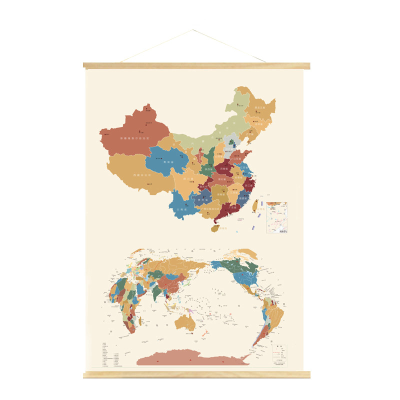 2025地图实木挂画中国世界地理课
