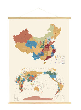 2025地图实木挂画中国世界地理课