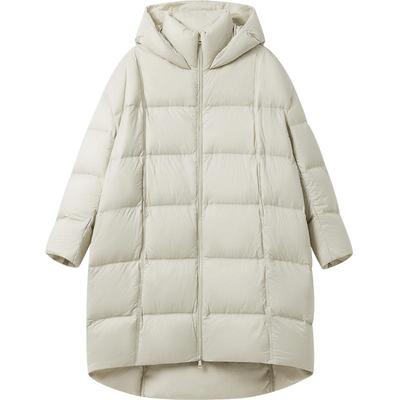 【播奥莱】播宽松长款绗缝连帽领羽绒服女冬不规则外套DDR4RD5142