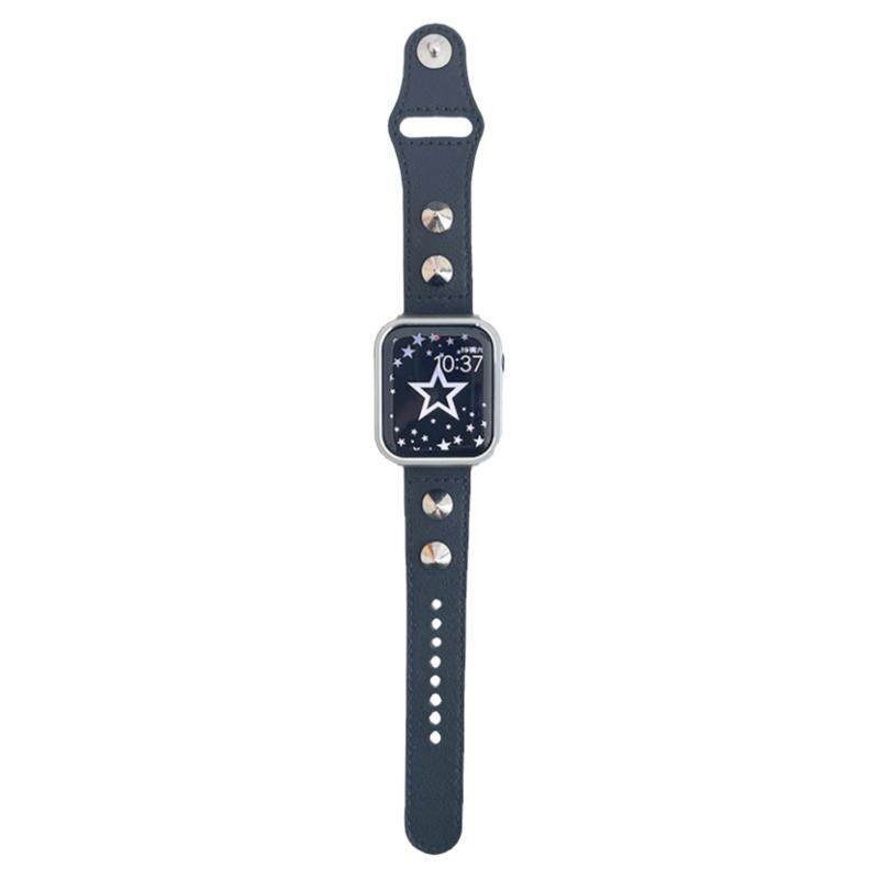 朋克金属铆钉真皮适用iwatch表带