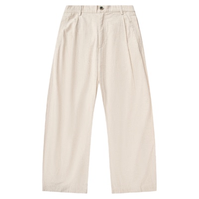 roaringwild廓形仿棉麻弯刀长裤