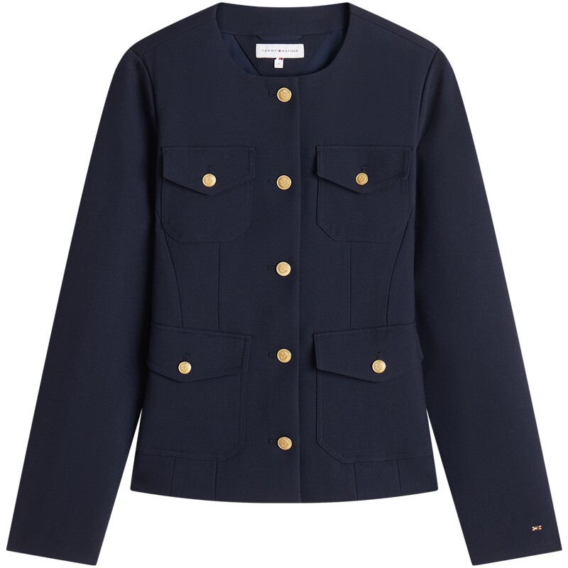 Tommy女装优雅修身金扣圆领西装