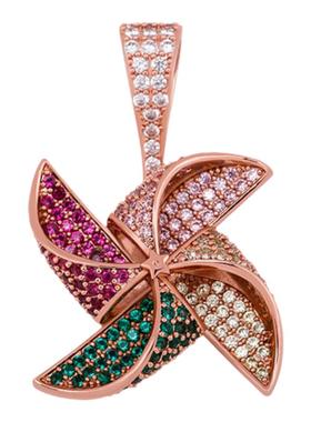 INS可旋转风车彩钻吊坠抖音同款