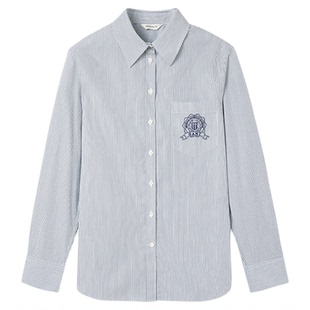 【学院风衬衫】GANT/甘特25秋冬新款女士纯棉收腰显瘦竖条纹衬衣