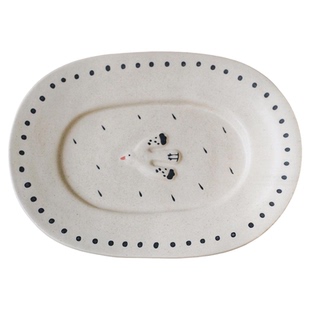 泽滕家椭圆盘子可爱原创飞鸟下午茶歇蛋糕摆盘小骨碟ins可爱餐具