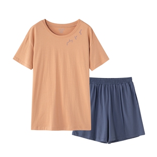 Jockey睡衣女夏季纯棉短袖短裤薄款家居服套装夏天可爱宽松睡衣女