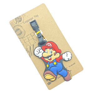 可爱卡通动漫公仔玛利奥PVC软胶登机行李牌旅行箱包识别吊牌挂件