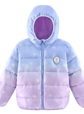 迪士尼轻薄女童连帽冬羽绒服外套