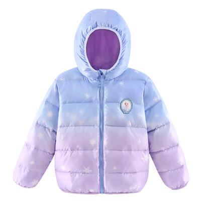 迪士尼轻薄女童连帽冬羽绒服外套