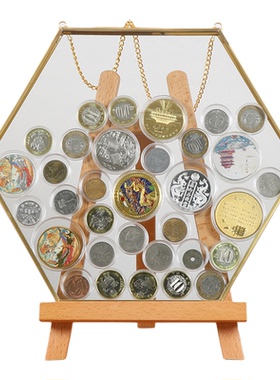 旅游纪念币展示架景点博物馆展示框文创币金币生肖纪念币收藏框