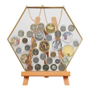 旅游纪念币展示架景点博物馆展示框文创币金币生肖纪念币收藏框