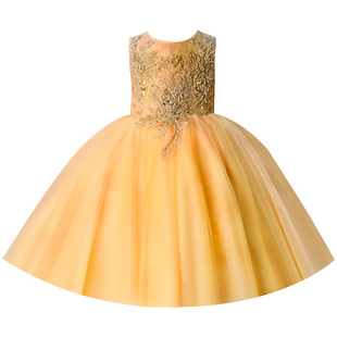 女童生日宴公主裙儿童婚纱裙轻奢比赛演出服小花童晚礼服蓬蓬纱夏