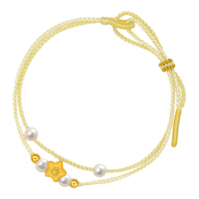 周六福5d硬金淡水珍珠手绳女款