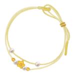 周六福5d硬金淡水珍珠手绳女款黄金镶嵌手饰星星蝴蝶送新年礼物