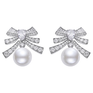 【刘浩存同款】NanaJacqueline蝴蝶结仿珍珠耳环新款轻奢耳钉耳饰