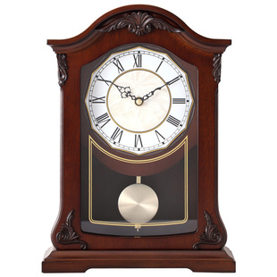 实木钟表座钟客厅报时复古装饰静音摆钟创意时钟大号台钟摆件