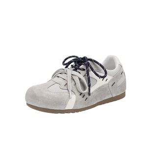 热风薄底运动休闲鞋女2025年夏季新款灰色网面德训鞋百搭透气女鞋