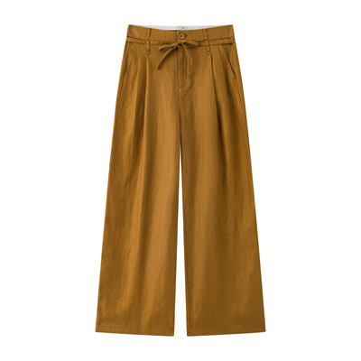 南瓜色宽松莱赛尔亚麻裤