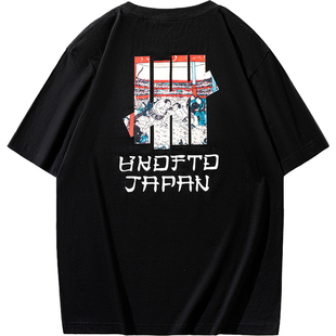 不败五道杠 HIAUTO UND 夏季圆领短袖相扑武士印花 男女情侣款T恤