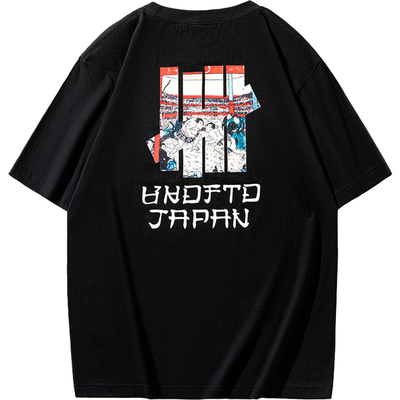 不败五道杠 HIAUTO UND 夏季圆领短袖相扑武士印花 男女情侣款T恤