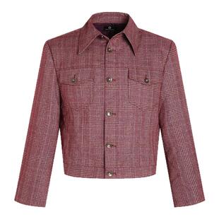 PUBLIC RADIO|美国70年代嬉皮红格纹尖领夹克伍德斯托克摇滚外套