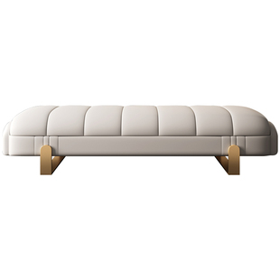 新款主卧高端轻奢实木真皮床尾床边前长凳榻可收纳卧室沙发设计师