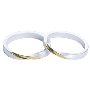 999足银错金莫比乌斯情侣戒指纯银镶24K金情侣对戒轻奢冷淡风戒指