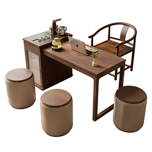 现代高级感白蜡木茶桌椅组合家用茶桌小型阳台简约可伸缩泡茶桌子