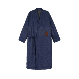 朵朵可可男士秋冬夹棉睡袍长袍里外纯棉三层夹棉保暖睡衣