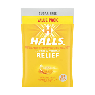 美国直邮HALLS何氏无糖蜂蜜柠檬味润喉糖樱桃味薄荷护嗓糖180粒