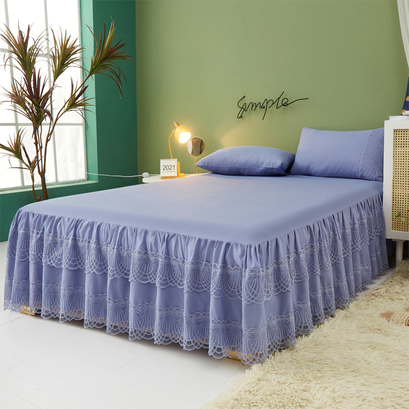 新品夏天公d主风蕾丝床裙式单件1.5米1.8m床罩套防尘保护套床笠三