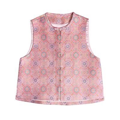 新中式桑蚕丝宋锦八达运马甲