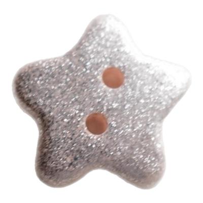 闪亮银色五角星背面浅粉色纽扣