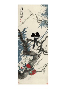于照于非闇《喜上眉梢》复制品新中式花鸟国画客厅茶室挂画装饰画