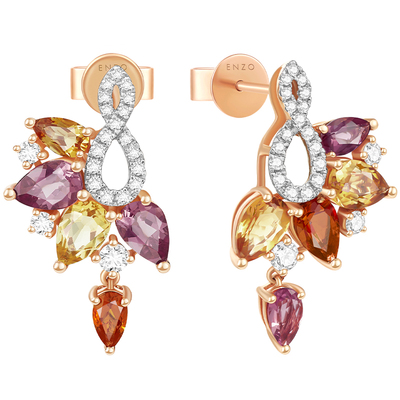 ENZO18K金多彩宝石钻石耳钉