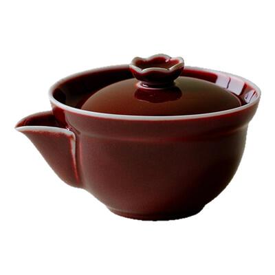 里作高温窑变釉豇豆红宝瓶壶高级感中国红手抓碗功夫茶具茶壶单壶