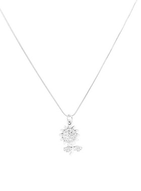 向日葵水钻项链吊坠钛钢情侣蛇链