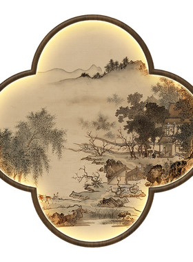 宋式美学四叶草装饰画玄关挂画