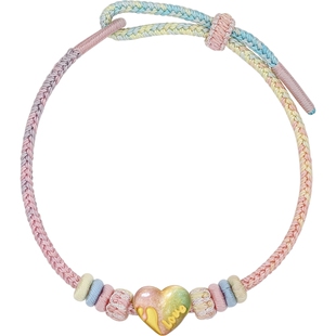 周六福黄金5d硬金手绳女小甜心手串泡泡珐琅定价送女友情人节礼物