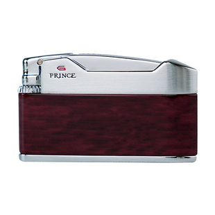 PRINCE王子打火机充气式复古磕头砂轮点火褐木纹烤漆外壳高档烟具