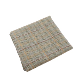 复古绿色 tweed格子人字纹复合粘衬羊毛呢毛料面料冬天大衣布料